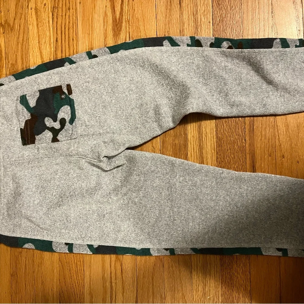 Camouflage and grey knit pants and sweater (fleece lined)